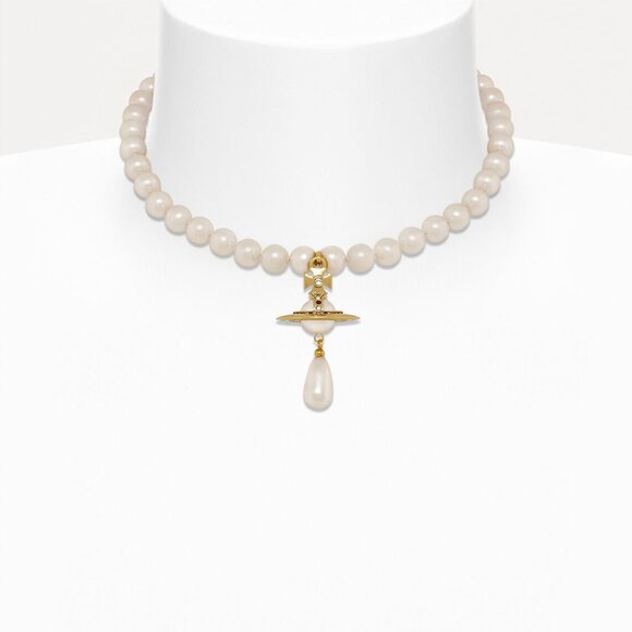 Vivienne Westwood One row pearl drop choker Gold - Picture 1 of 1